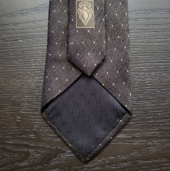 GUCCI GEOMETRIC PATTERN WOVEN SILK NECKTIE - Picture 3 of 5